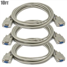 3x 10FT DB9 9-Pin RS232 Serial COM Port Female to Female PC Computer Cable Beige picture