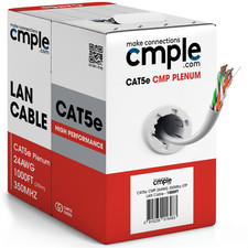 Cat5e Plenum Ethernet Cable 1000ft CMP Solid 24AWG UTP High Speed Bulk White picture