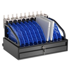 10 Units Open Laptop & Tablet Charging Station with Drawer for Classroom, Office picture