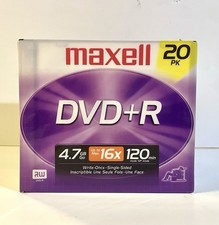Maxell DVD+R Recordable DVD 8x 4.7GB 120 Min in Slimline Case 20 Pack New picture