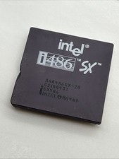 INTEL 486SX 20mhz CPU *small chip Processor Ceramic Gold A80486SX-20 1989 SX406 picture
