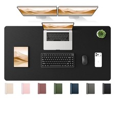 Black Large PU Leather Desk Mat 47.2x24 Inch Waterproof NonSlip Protector picture