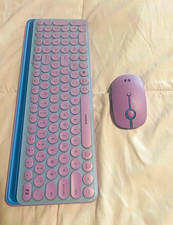 SEENDA Wireless Keyboard & Mouse Bundle, Portable QWERTY English, Purple/Blue picture