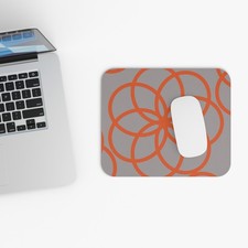 mouse pad-Interlocking Flower Circles  | Geometric Orange Grey picture