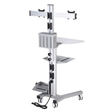 Ergonomic Computer Workstation Rolling Mobile PC Cart with Dual Monitor Mount picture
