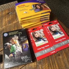 Lot Of 8 New Kodak Picture Paper (50 sheets, 4x6, Soft Gloss) +canon HP picture
