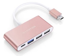 LENTION C13 USB C Hub 4-in-1 100W PD USB 3.0 + 2x USB 2.0 Type C Adapter - Rose picture
