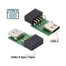 CABLECY Single Port USB 3.1 Type C USB-C Female to USB 2.0 Motherboard 9pin picture