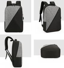 LUUTWAL Laptop Backpack Black Gray Water Repellent USB Port New picture