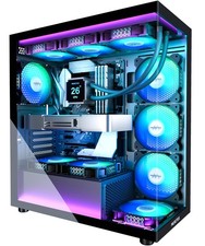 K2 ATX Mid Tower PC Case 7 PWM ARGB Fans USB-C Dual Tempered Glass Black picture