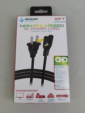 10-Foot Universal Non-Polarized AC Power Cord 2 Slot Replacement Cable #2558 picture
