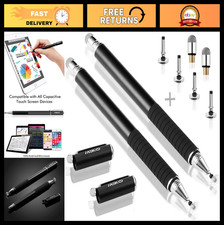 2-in-1 Precision Disc Stylus Touch Pen for All Capacitive Screens, 2 Pcs, Black, picture