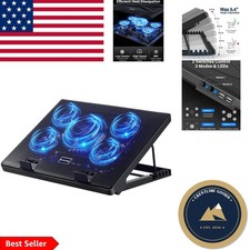 High-Performance Laptop Cooling Pad with 5 Quiet Fans & 360° Coverage, Blue LED picture