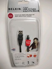 Belkin 5-pin Mini-B Hi-Speed Cable USB 2.0 6 Ft A Plug/5-pin Mini NEW Sealed picture
