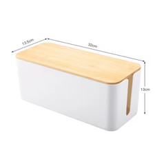 Creative Simple Wire Box Bamboo Wood Cover Cable Management Box  picture