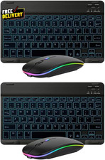 2-Pack Ultra-Slim Bluetooth Keyboard Mouse Set Backlit Rechargeable Universal picture