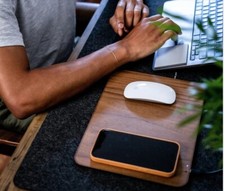 WUDN Oversize Wood Mousepad with 10 Watt Wireless Fast Charger, Black Walnut picture