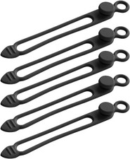 Silicone Cable Ties 5 Pcs Black Reusable Cable Holder Elastic Cord Straps Flexib picture