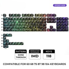 SPIDER WEB Shine-Through OEM Profile Keycap Set 118 Keys Black/White No Keyboard picture