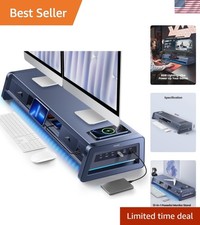 All-in-One Dual Monitor Stand Riser with 2 Drawers, 8USB Ports and Wireless C... picture