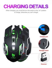 Thunder Wolf Q13 Charging Mute Wireless Mouse Gaming Business Luminous Mech ICFA picture
