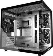 MATX PC Case,270° Panoramic Tempered Glass Panel Gaming PC Case picture