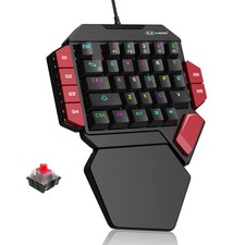 One Handed Professional Gaming Keyboard RGB Backlit 35 Keys Red Switch Black picture