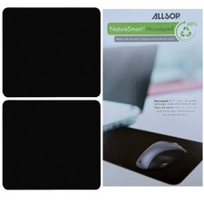 2-Pack Allsop 28229 Mouse Pad Black Non-Slip Office Mat 8.75