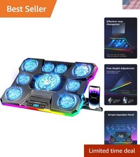 Ergonomic Gaming Laptop Cooler with 9 Super Fans & RGB Mode - Adjustable Blue picture