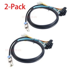 X2 Mini SAS 26P SFF-8088 to 4 X SAS 29 Pin SFF-8482 with 4 Pin IDE Power Cable picture