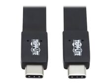 Tripp Lite USB C Cable Flat USB 3.1 Gen2 10Gbps M/M Thunderbolt 3 Black 3ft picture