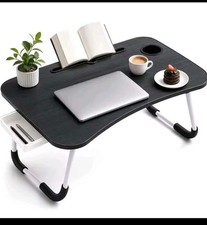 Foldable Laptop Bed Desk Portable Lap Table with Drawer Cup Holder Tablet Slot W picture