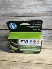 New Genuine HP 933 Cyan Magenta Yellow Ink Cartridges 3 Pack Exp Nov. 2026 picture