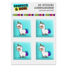 Cute Kawaii Rainbow Llama Unicorn Computer Case Modding Badge Stickers Set picture