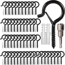 cyrico Hooks for Outdoor String Lights, 52 Pack Screw Hooks for Hanging Plants L picture