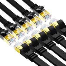 10 PCS CAT 8 Ethernet Cable Flat Patch Cord 40Gbps 2000MHz 26AWG 3ft Black picture