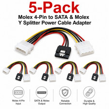 Molex 4-Pin to SATA & Molex Y Splitter Power Cable Adapter (5-Pack) picture