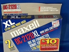 Maxell D- 2120XL Mini Data Cartridges Backup Tape 170/350 MB 2pk - NEW Sealed picture