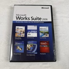 Microsoft Works Suite 2006 PC Windows 5 CD Set Word 2002 Money Encarta w Key picture