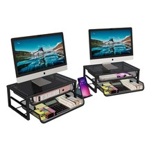 Ekisemio 2Pack 2Tier Monitor Stand Riser with Drawer, Metal Computer Desk Org... picture