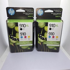 Lot Of 2 HP 910XL 910 Cartridge 4-Pack Black & Color Ink New Sealed Exp 2/26 picture