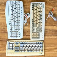 Lot of 3 Microsoft Wired PS/2 Standard Keyboard White English QWERTY Layout picture