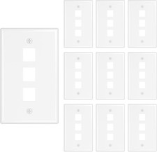 3-Port Keystone Wall Plate 10-Pack, Low Profile Ethernet Wall Plates for Keyston picture