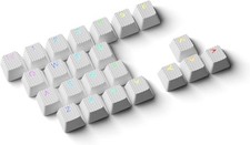 HK Gaming Rubber Keycaps Set | Anti-Slip Texture | Doubleshot 23 Keys, White  picture