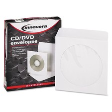 INNOVERA CD/DVD ENVELOPES, CLEAR WINDOW, 1 DISC CAPACITY, WHITE, 50/PACK picture
