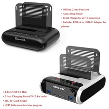 Dual-Bay SATA Docking Stations 2x16TB Support Offline Clone USB 3.0 USB 3.0 UASP picture