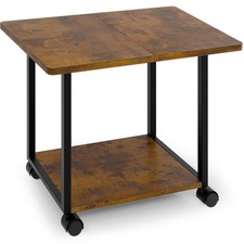2Tier Under Desk Printer Stand Table Wheels 22x15.75 Inch Storage Brown picture