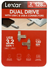Lexar 128GB Dual Drive 2-Pack USB 3.2 Flash Drive Type-C & Type-A Gen 1- 130MB/s picture
