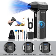 Electric Air Duster Cleaning Kit Air Blower w Brush Nozzle Attachment USB Cable picture