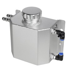 1L Aluminum Coolant Reservoir Overflow Tank TIG Welded Silver Universal 3/8